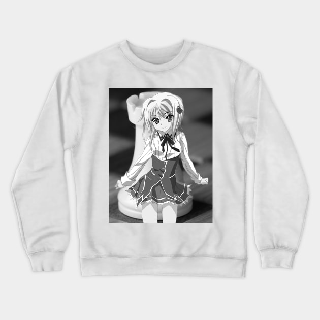 Koneko - High School DxD - black and white Crewneck Sweatshirt by Dragon Works